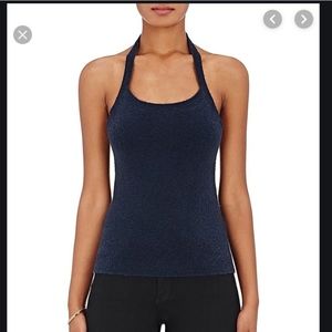 BARNEYS NEW YORK Merino Wool-Blend Halter Top in midnight size medium